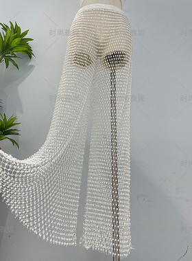 clothes women欧洲站白色彩钻网钻镶钻长袖上衣半身裙连衣裙长裤