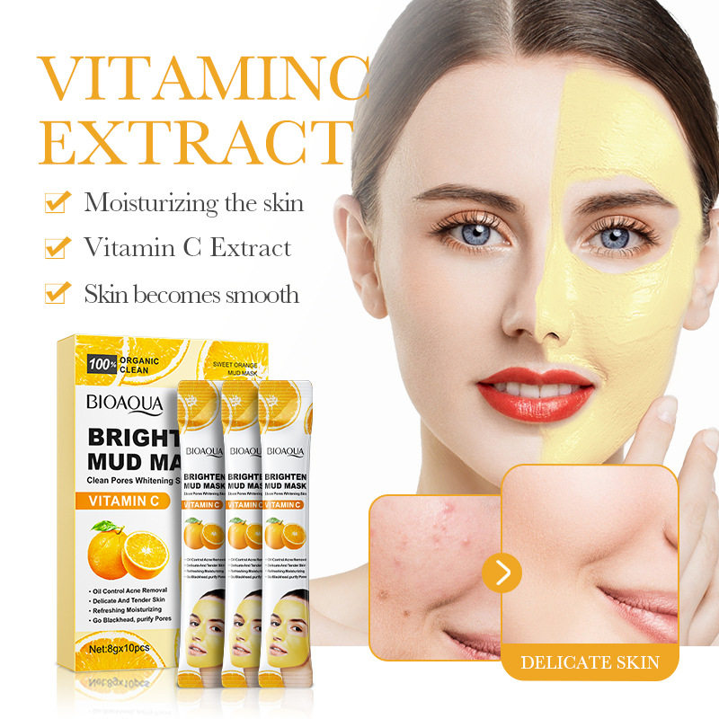vitamin c mud mask shrink pore clean blackhead acne涂抹面膜