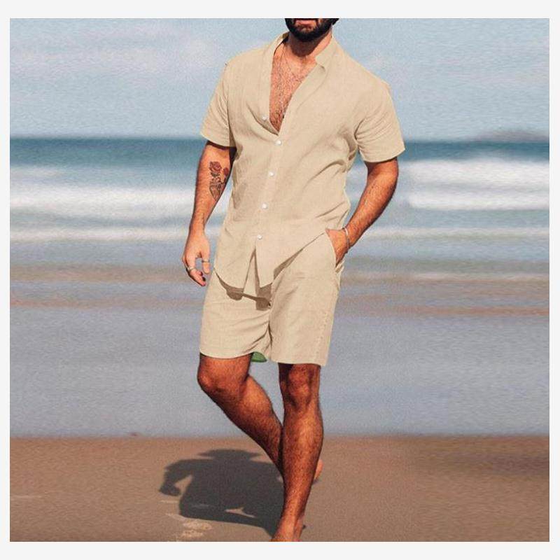 shirts for men summer shorts beach wear 2piece set 两件套