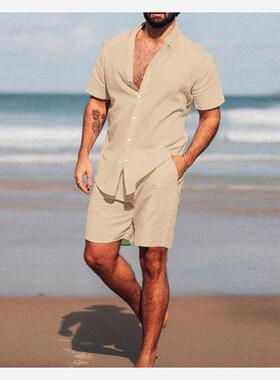 shirts for men summer shorts beach wear 2piece set 两件套