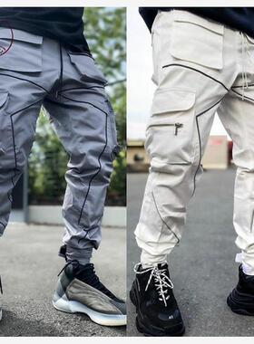 cargo pants jogger pants trousers for men 反光条 工装裤男