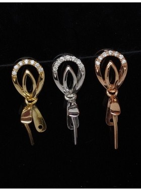 G18K金镶钻扣头瓜子扣5钻7钻花瓣扣 G750翡翠扣钻石吊坠扣 AU750