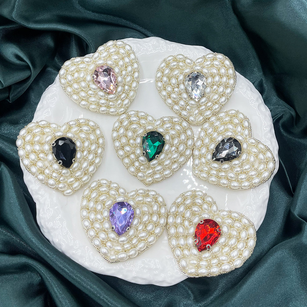 手工心形珍珠串珠爱心款式水钻布贴时尚装饰服装鞋帽辅料破洞补丁,居家布艺,布贴,淘宝优惠券,粉丝福利购,淘宝优惠卷