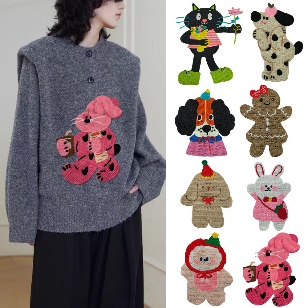 可爱猫咪补丁T恤毛衣牛仔布贴