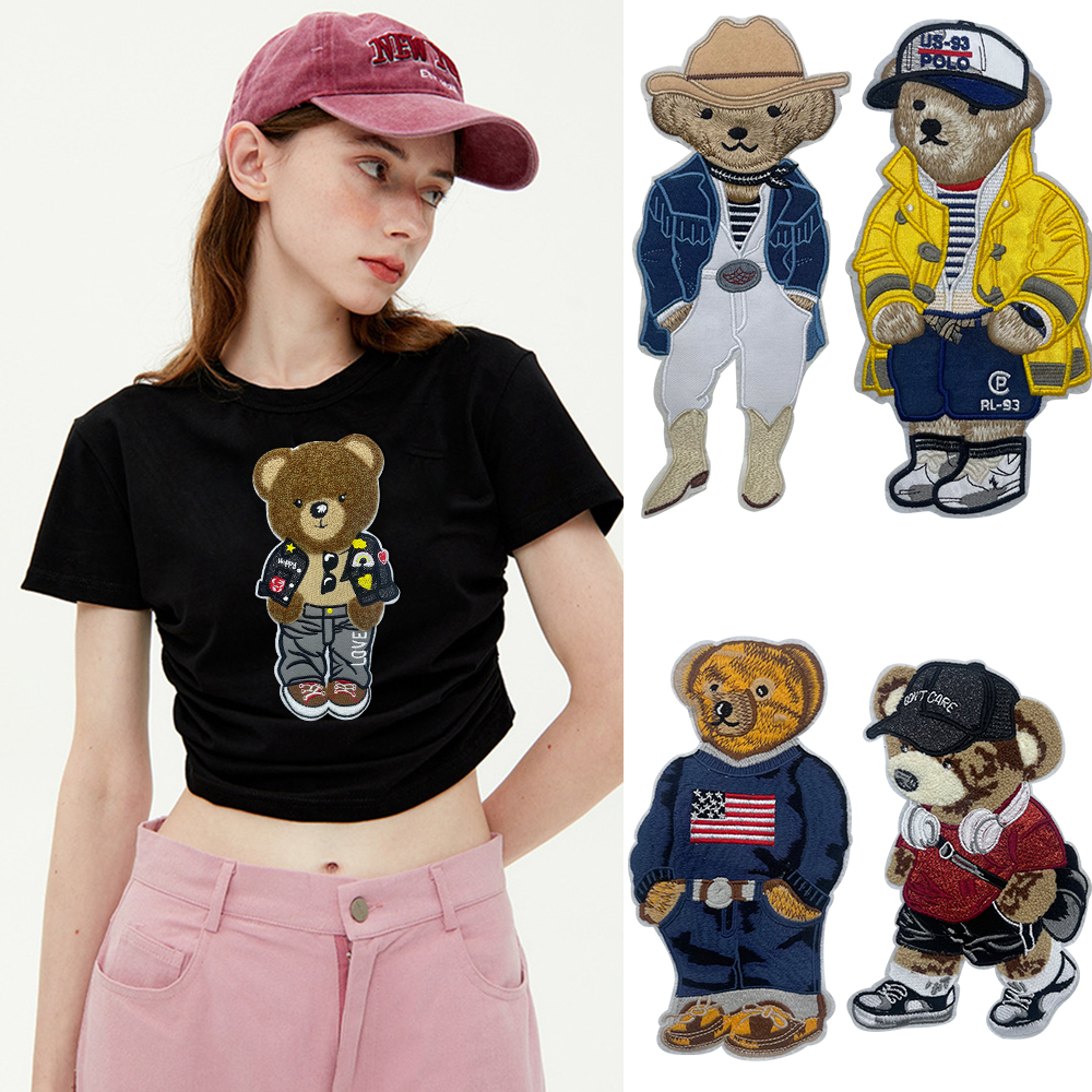 卡通熊布贴装饰衣服包缝制补丁