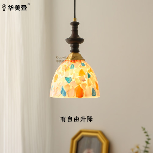 法式中古风吊灯全铜玻璃高级感卧室床头灯客厅玄关书房灯餐厅吊灯