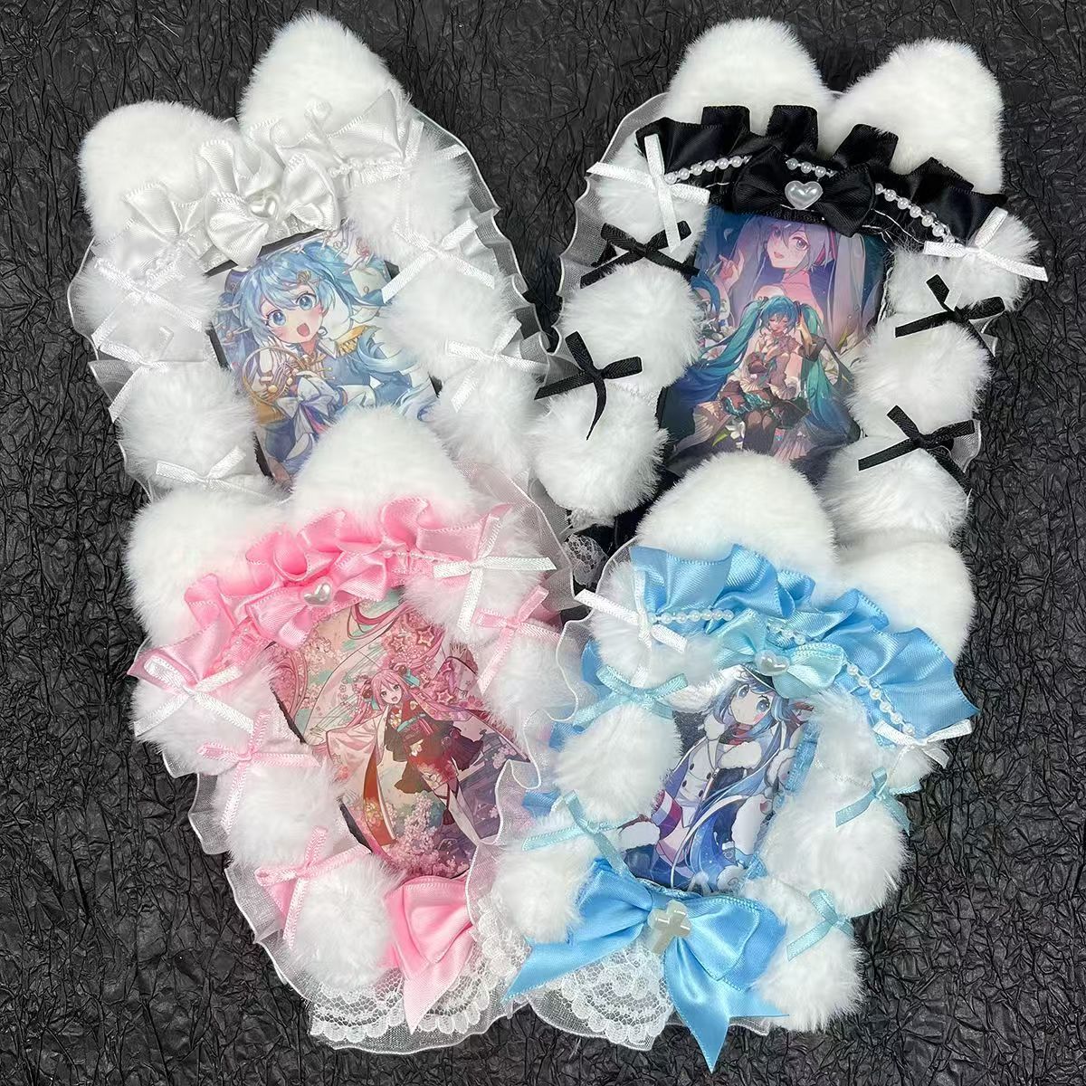 猫耳毛球谷美卡套三寸成品手作