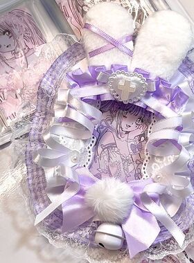 紫色蕾丝卡套猫耳拍立得配卡游三寸小卡痛包diy材料手作谷美成品