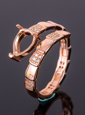 水滴形裸石镀18k白金戒指空托