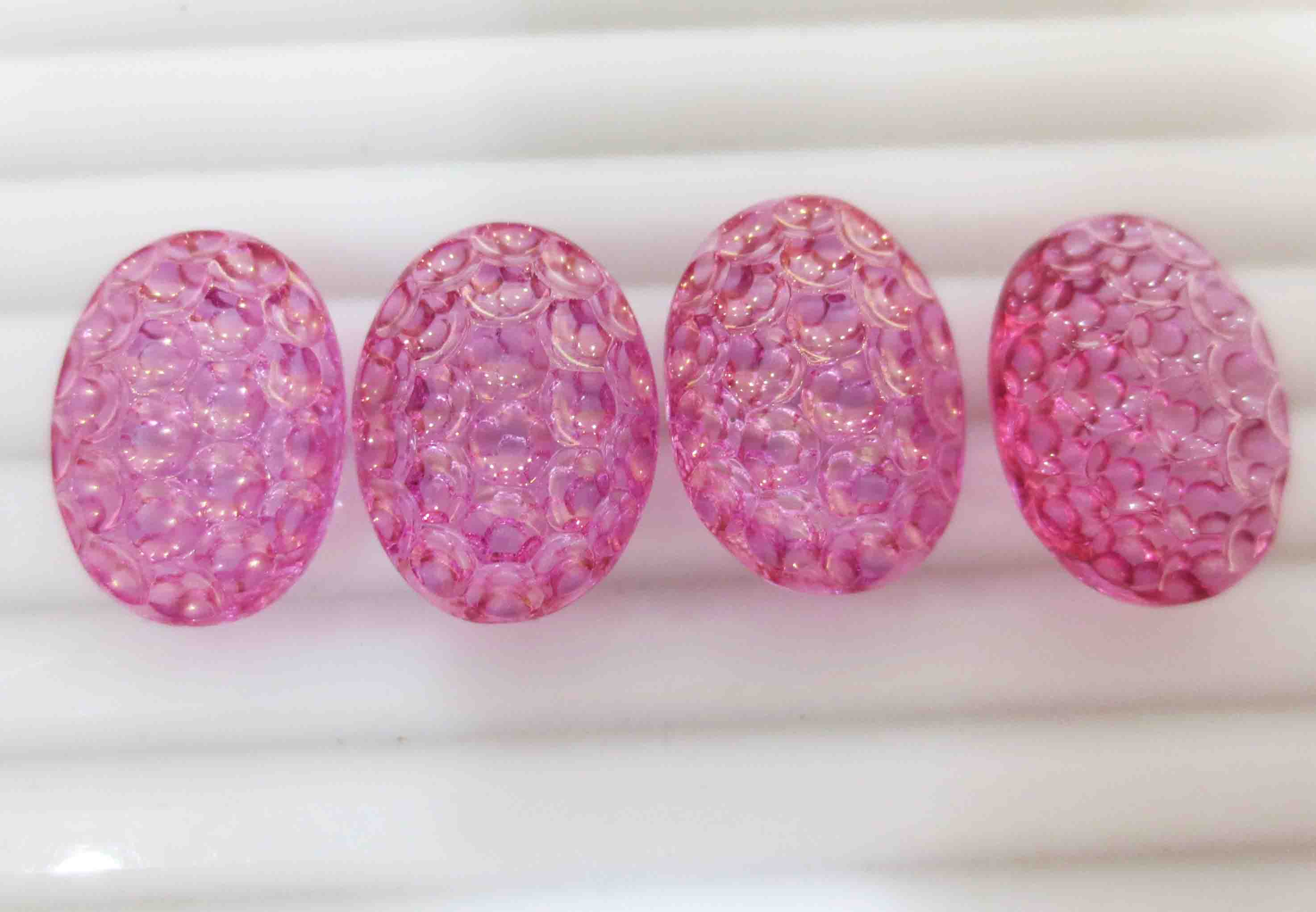 天然粉色托帕石菠萝工12*16mm裸石戒面镶嵌戒指耳钉吊坠空托配石