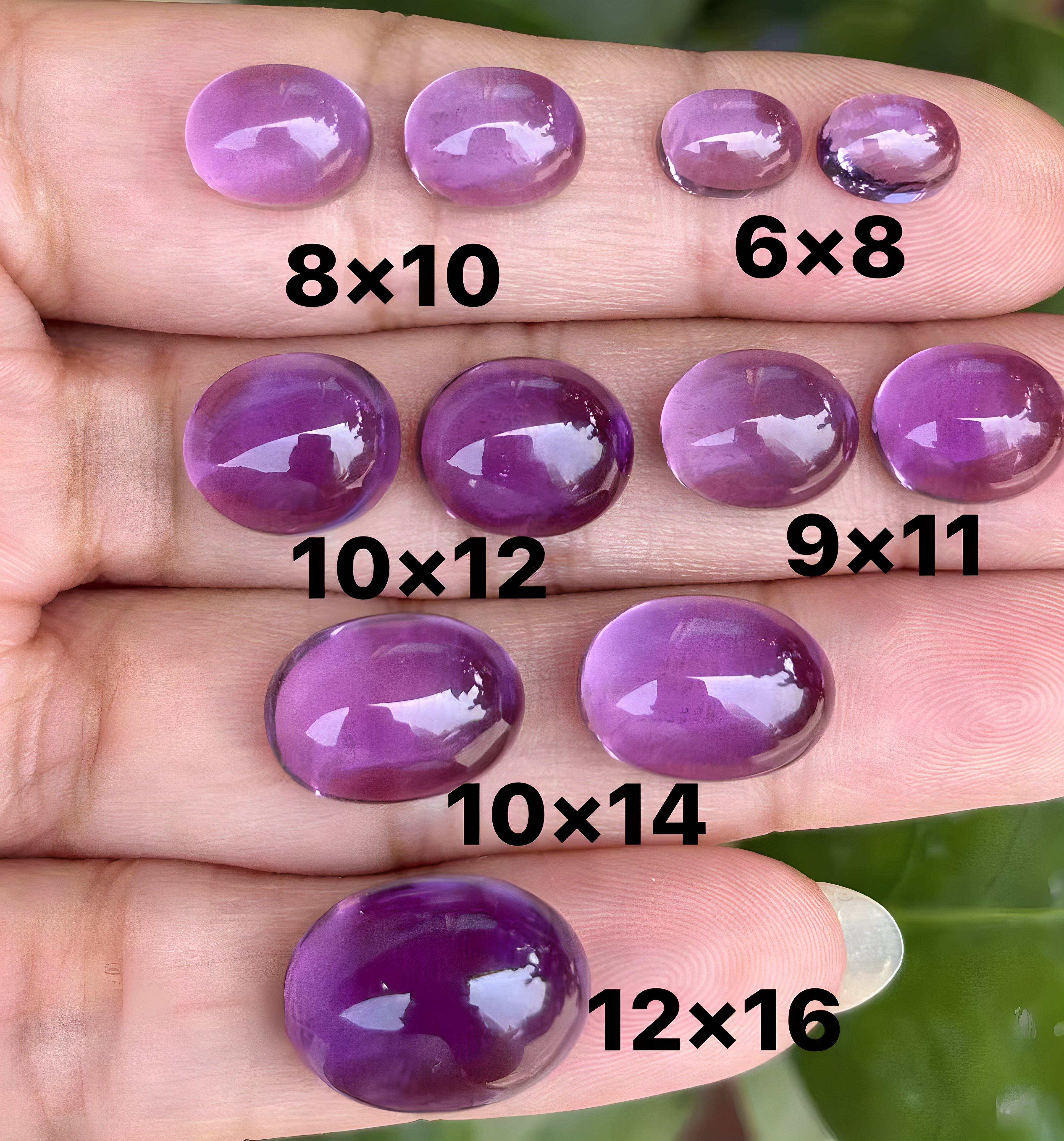 VVS巴西原矿果冻糖果色天然素面蛋面紫水晶戒面裸石水滴6*8-12*16