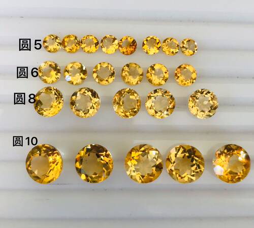 天然半宝石VVS黄水晶裸石戒面圆形刻面切割3MM5MM6MM8MM10MM镶嵌