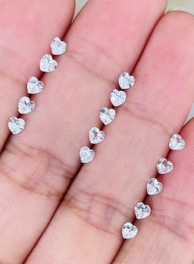 天然斯里兰卡白色透明无色VVS蓝宝石裸石戒面心形3MM镶嵌配石真品