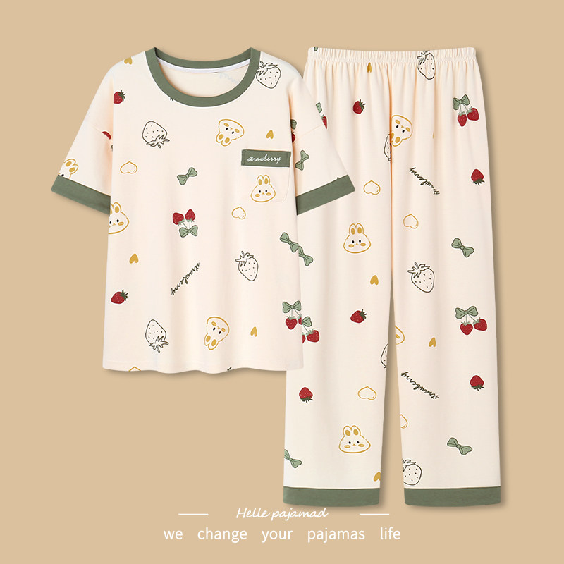 浪莎睡衣女春夏季纯棉短袖长裤可爱薄款全棉可外穿大码家居服套装,女士内衣/男士内衣/家居服,睡衣/家居服套装,淘宝优惠券,粉丝福利购,淘宝优惠卷