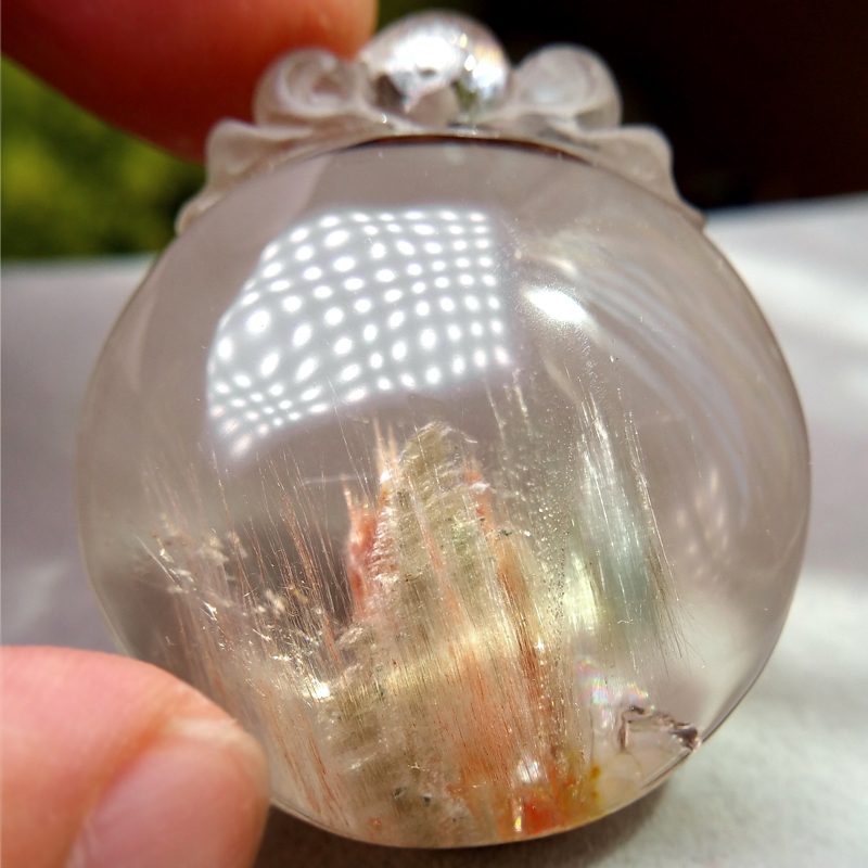 天然彩发晶吊坠 一物一图 正品天然色彩发晶原石项坠 男女款 包邮