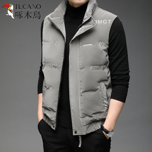 啄木鸟男装羽绒马甲秋冬季男士背心白鸭绒羽绒服冬装保暖外套男潮