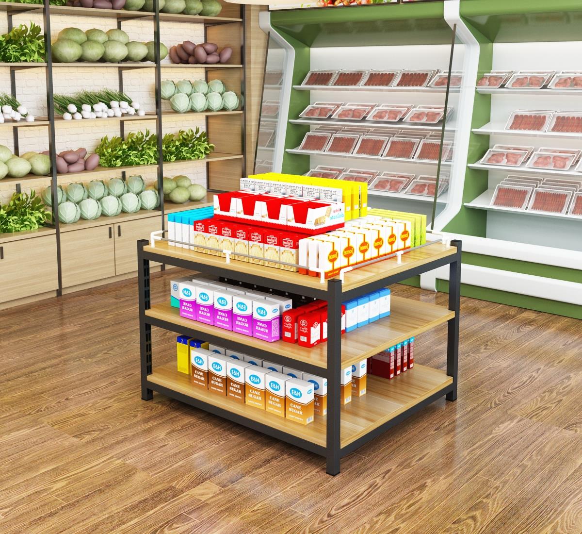 超市牛奶堆头陈列架.水果店产品中岛百货店置物架架子
