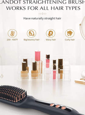 LANDOT Hair Straightening Brush Straightener: Negative Ion