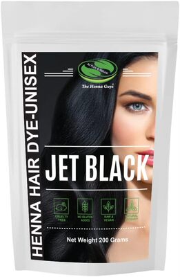 Jet Black Henna Hair Color / Dye 200 Grams (2 Step Process)