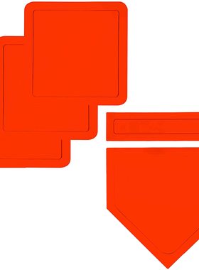 Thrown Down Baseball Bases with Home Plate and Pitcher's Rub