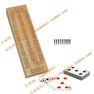 WE Games Cabinet Cribbage Set - Solid Wood Continuous 3 Trac