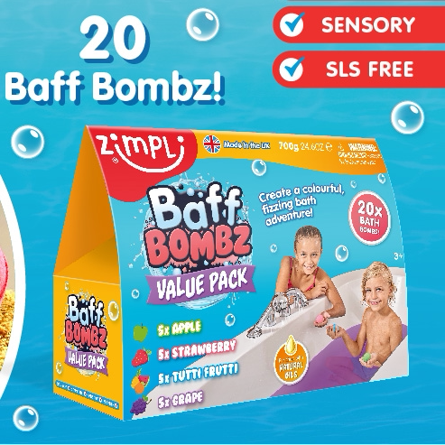 ZIMPLI - 20 x Baff Bombz, Kids Bath Bombs Gift Set