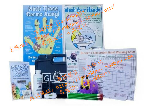 Glo Germ Classroom Kit w/Gel, UV Flashlight, Charts & Xtras