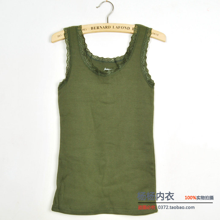 蕾丝花边圆领吊带打底衫纯棉背心