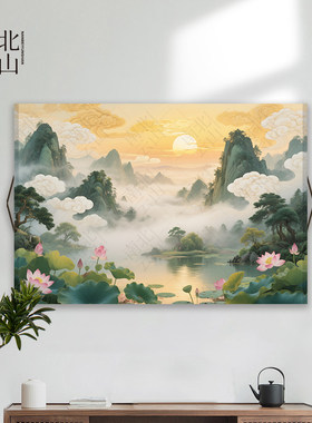仙境东北仙家堂单背景山水画招财