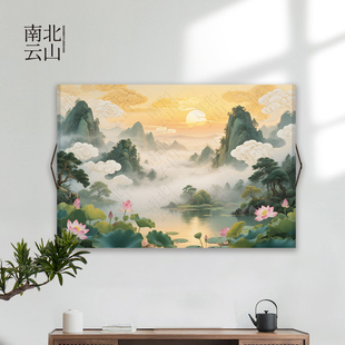 仙境东北仙家堂单背景山水画招财壁画天宫堂口风景图供奉卷轴挂画