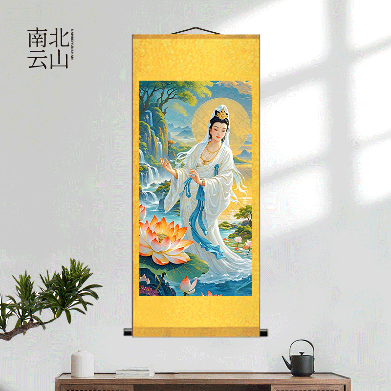 观音画像白衣观音国画家用中式画