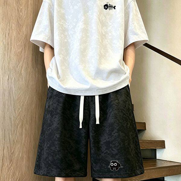 夏季男士扎染T恤短裤两件套