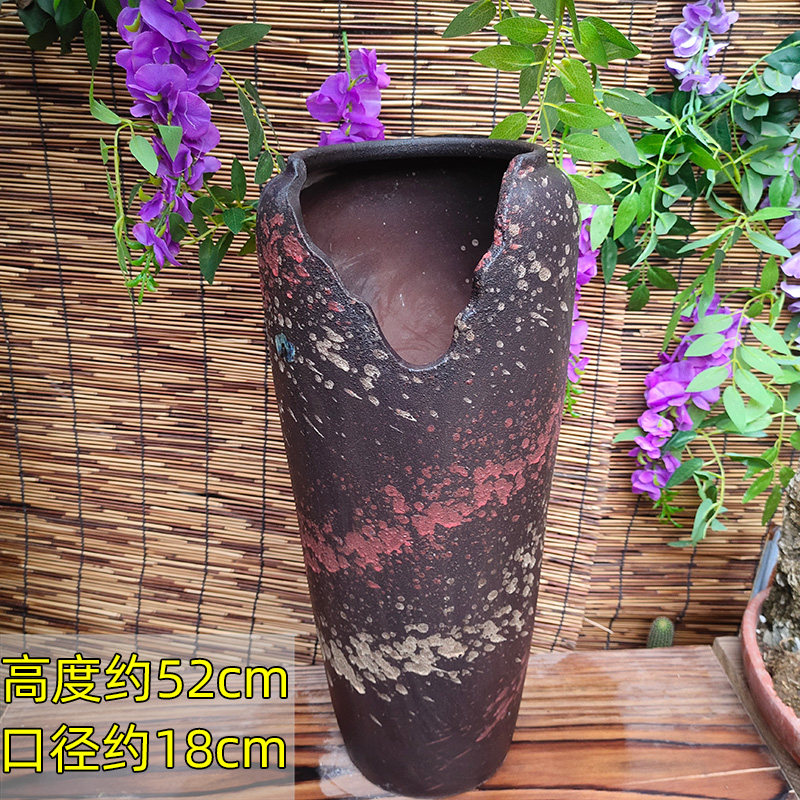 新品九尾狐紫乐老桩瘦高签筒花卉绿植高盆吸水透气陶瓷花盆土陶罐