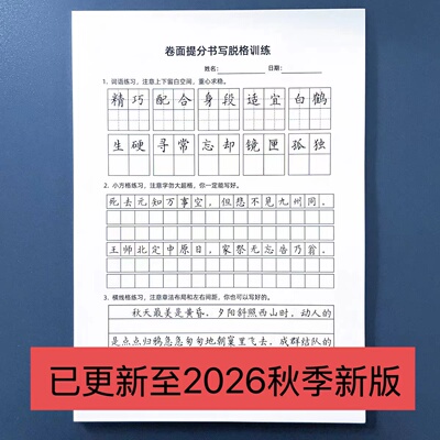 小1-6年级硬笔卷面提分脱格训练