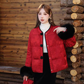 秋冬款 新中式 国风棉衣女宽松立领盘扣小个子本命年红色棉服外套