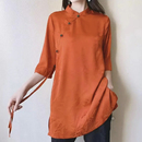 国风复古女装 茶服 衬衣醋酸禅服奥黛衬衫 女士改良旗袍上衣中式