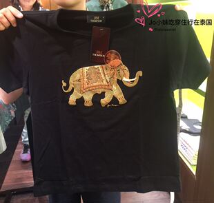 代购泰国高端品牌Jim Thompson女士95%棉 短袖T恤 有弹力 不掉色