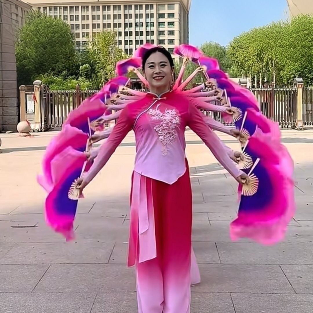 古典舞女飘逸仙气飘逸演出服女舞蹈服装中国风演出服中老年扇子舞图片
