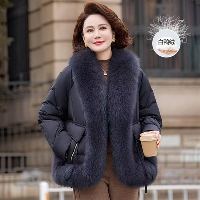 中年妈妈冬装90白鸭绒保暖羽绒服