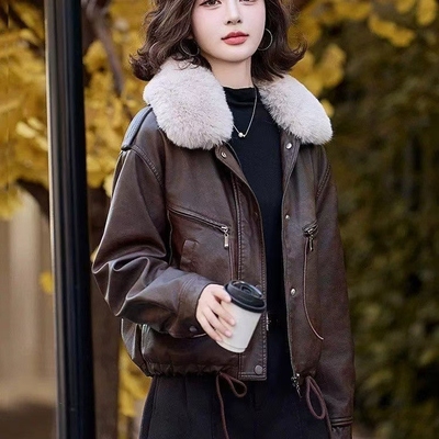 皮衣外套女2025年春季新款