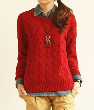 複古甜美外單粗毛線衣學生麻花毛衣 女圓領套頭英倫學院風小清新在類目 女裝/女士精品, 毛衣中 - 來自Buy2taobao.com提供專業的淘寶代購服務