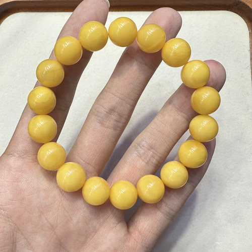 正品鸡油黄蜜蜡手链  满蜜满蜡鸡油黄 自带送礼首选