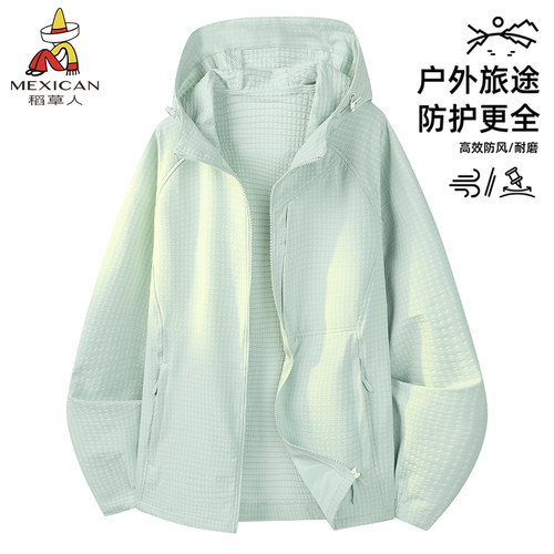 稻草人户外运动风软壳衣女防风徒步登山外套夹克男2026新款秋冬季