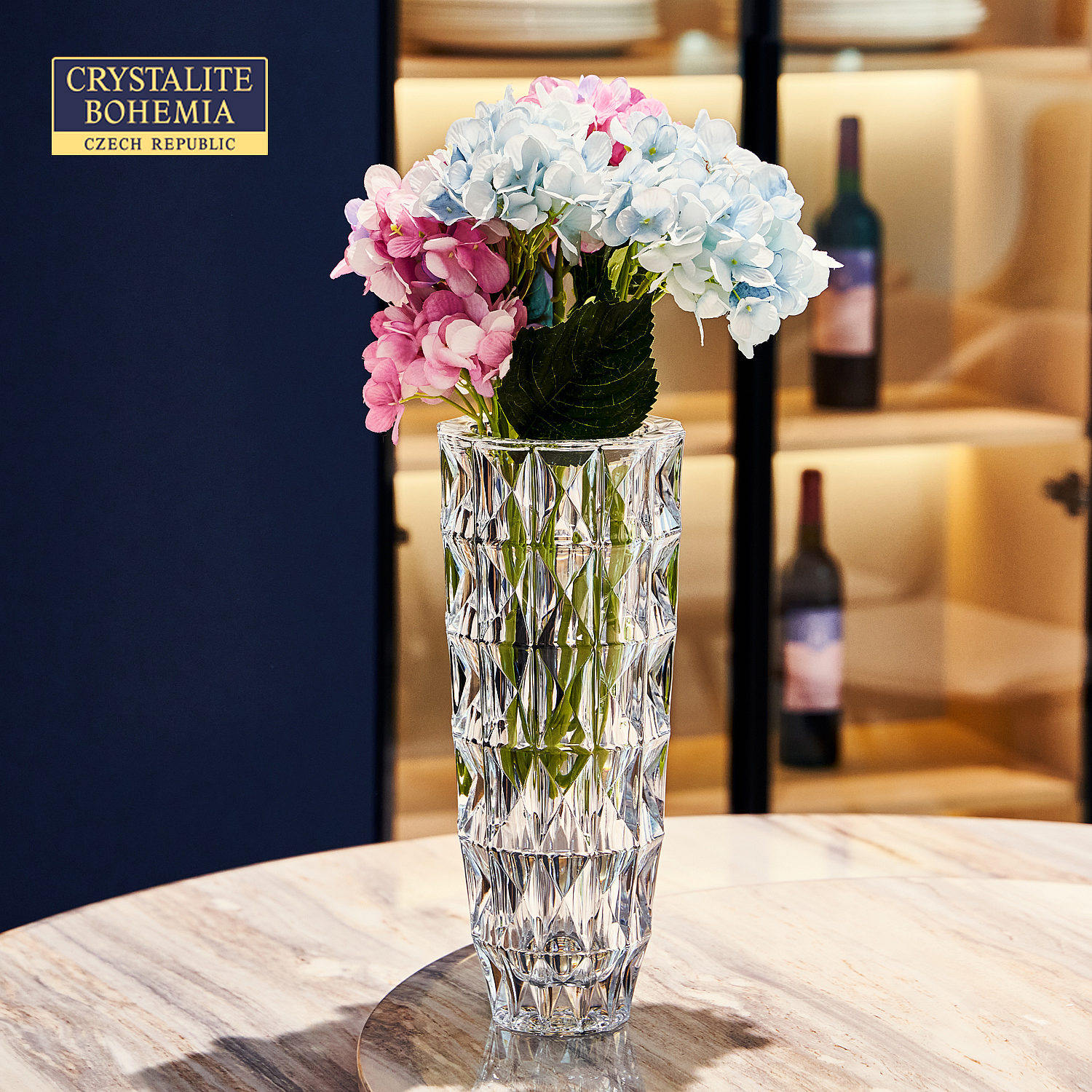 bohemia捷克进口水晶玻璃花瓶透明插花水培花瓶摆件欧式干花花瓶