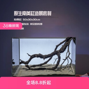 原生南美黄栎枝小鱼缸布景树枝黄梨枝枯木沉木鱼缸造景木倒挂鹿角