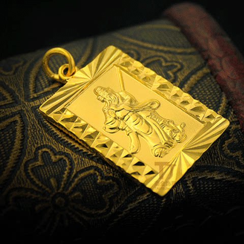 关公黄金牌子男款吊坠越南沙金观音项链佛牌挂件久不褪色保色持久