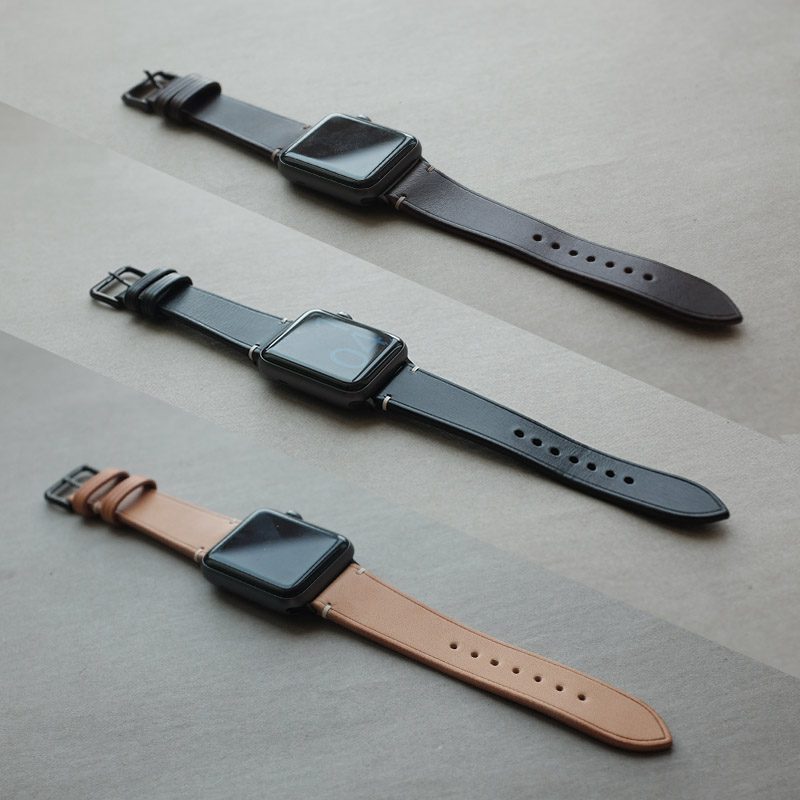 「山人制」极简手工植鞣真皮柔软iwatch4-11代手表表带养色