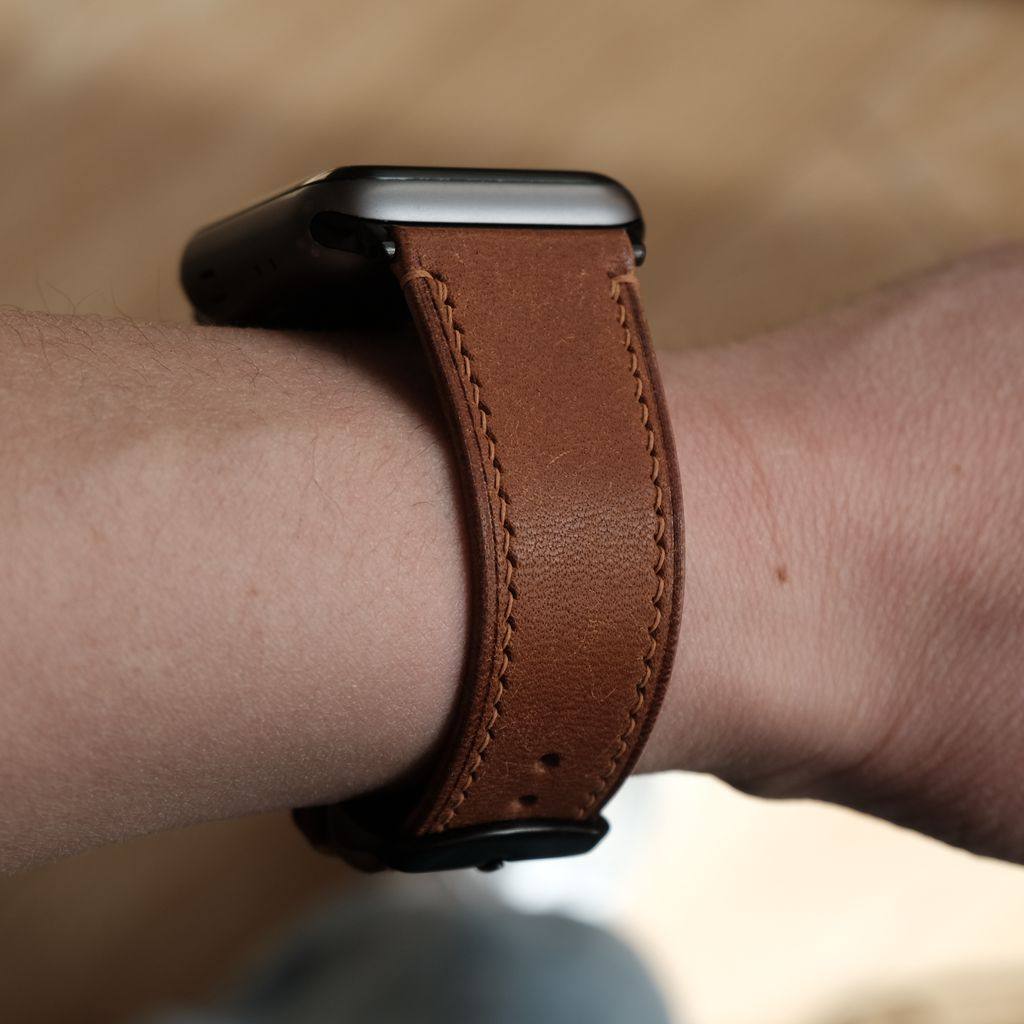「山人制」手工植鞣真皮pueblo苹果applewatch1-11代手表表带缝线