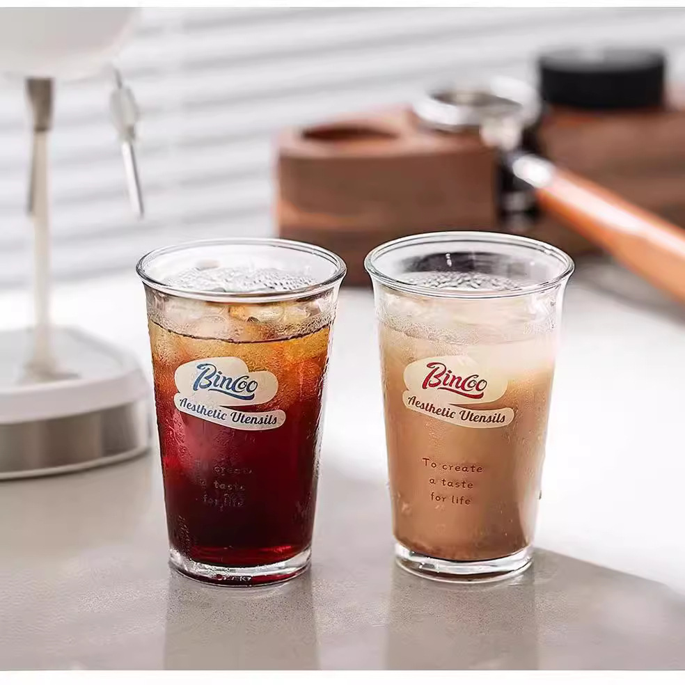 Bincoo玻璃杯冰美式杯子家用咖啡酒水杯高颜值果汁牛奶杯