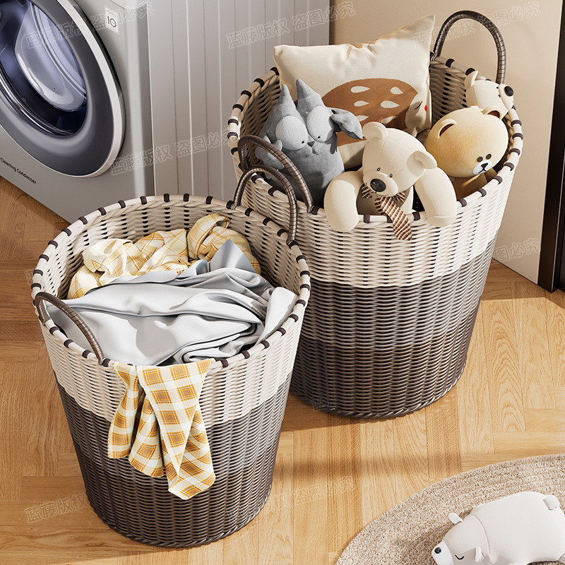 蓝藤脏衣篓大容量特大号脏衣服收纳筐玩具桶家用卫生间浴室洗衣篮